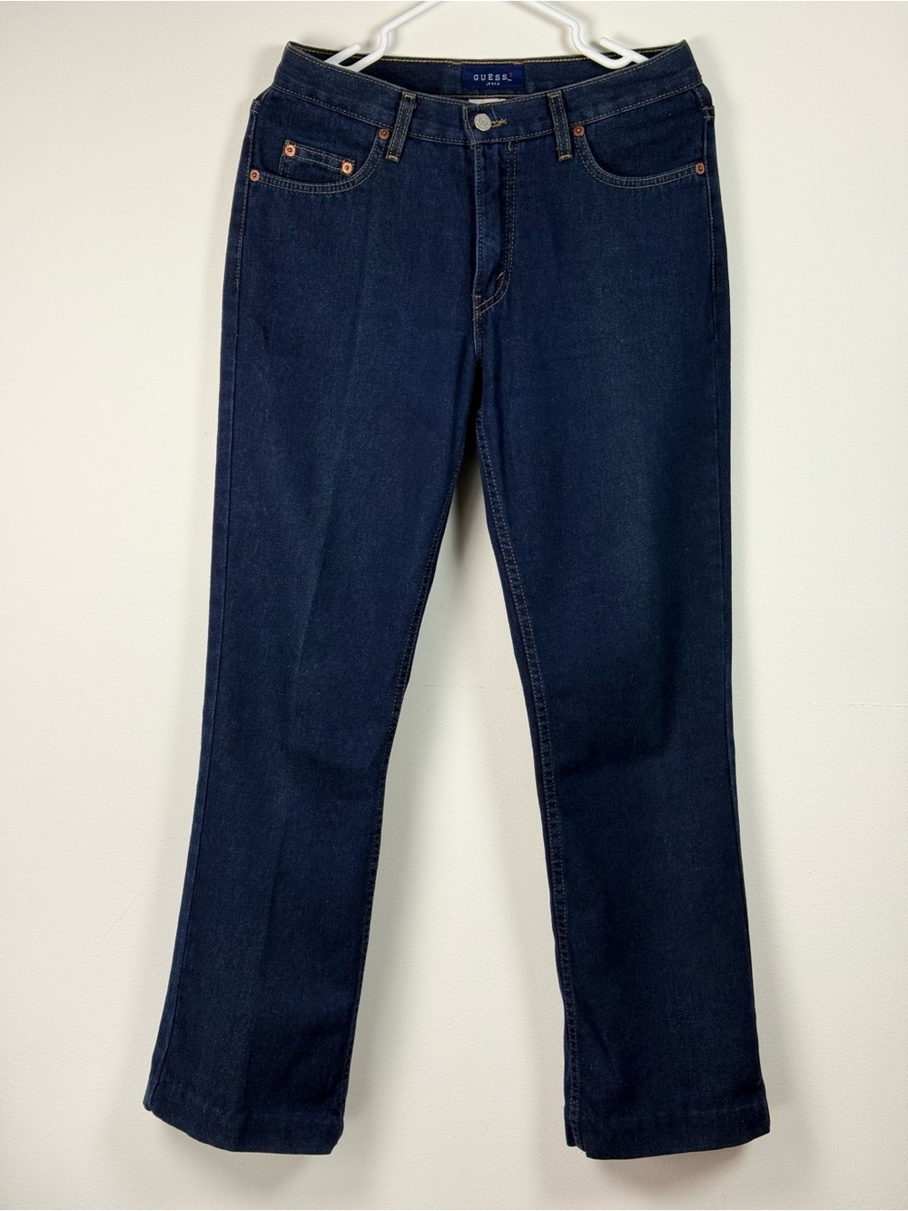 Vintage Guess made in Canada Men's Dark Blue Straight-Leg Jeans